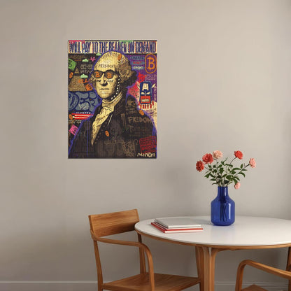 George Washington Graffiti Pop Art Poster Modern Founding Father Tribute Wall Art Print