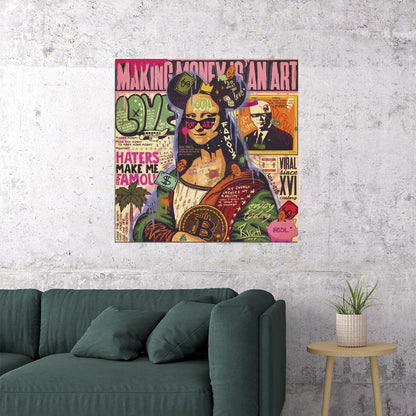 Mona Lisa Bitcoin Graffiti Pop Art Poster Modern Street Art Leonardo da Vinci Tribute Print