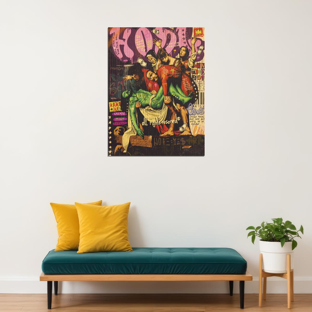 Jesus Graffiti Pop Art Poster Modern Religious Tribute Street Art Inspirational Print