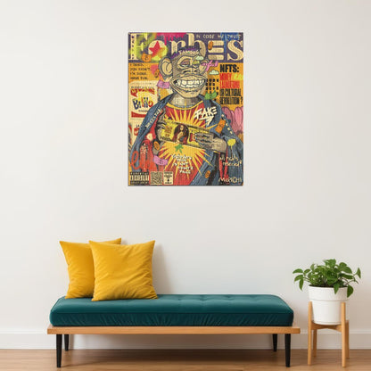 Bored Ape NFT Pop Art Poster Graffiti Style Modern Crypto Forbes Cover Print