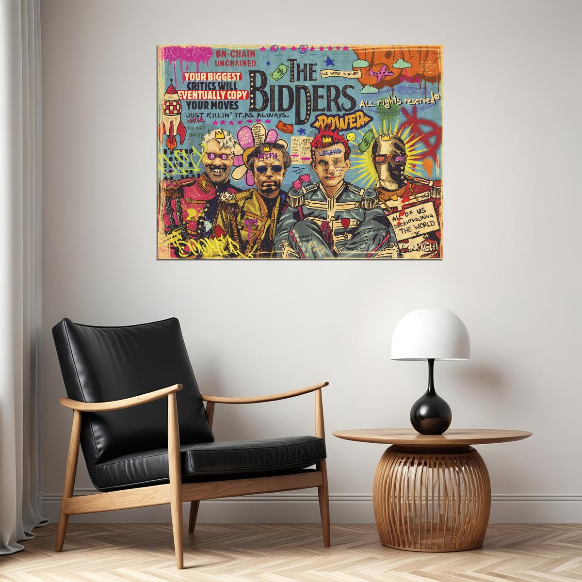 The Bidders Pop Art Poster Graffiti Modern Auction Satire Street Art Print