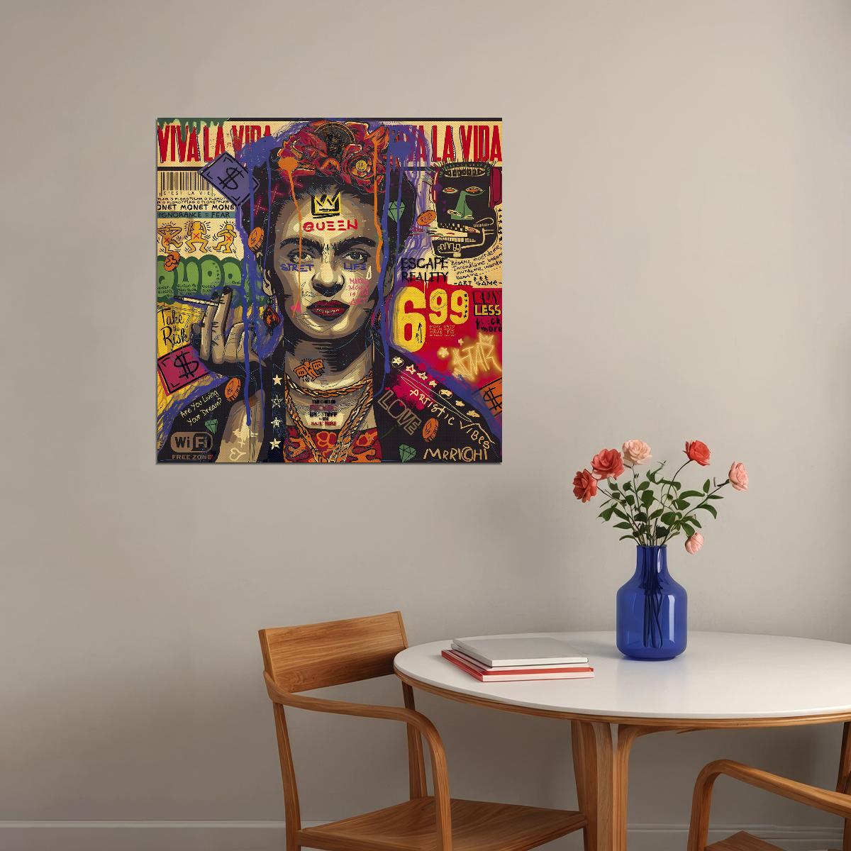 Frida Kahlo Pop Art Poster Graffiti Street Art Mexican Artist Tribute Modern Wall Art Print