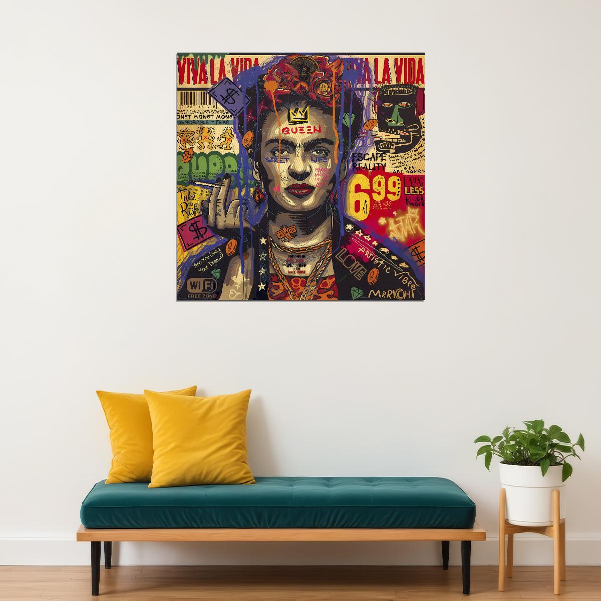 Frida Kahlo Pop Art Poster Graffiti Street Art Mexican Artist Tribute Modern Wall Art Print