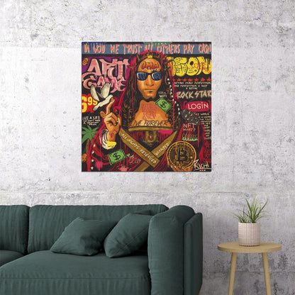 Jesus Bitcoin Pop Art Poster Graffiti Street Art Modern Religious Tribute Print