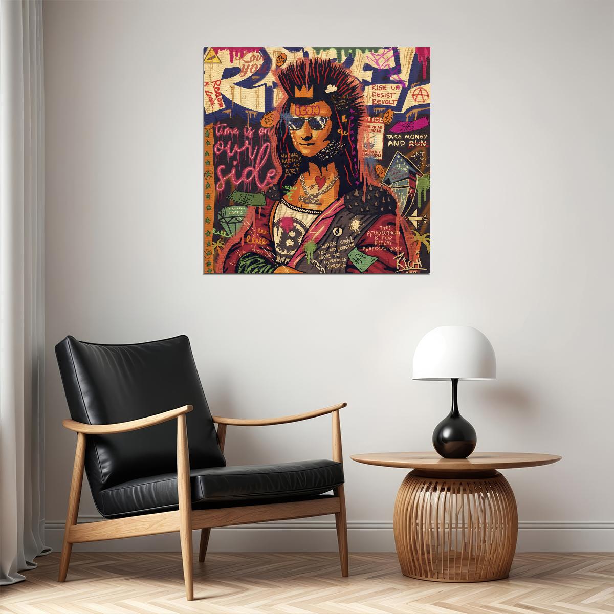 Punk Mona Lisa Pop Art Poster Graffiti Street Art Bitcoin Modern Rebel Tribute Print