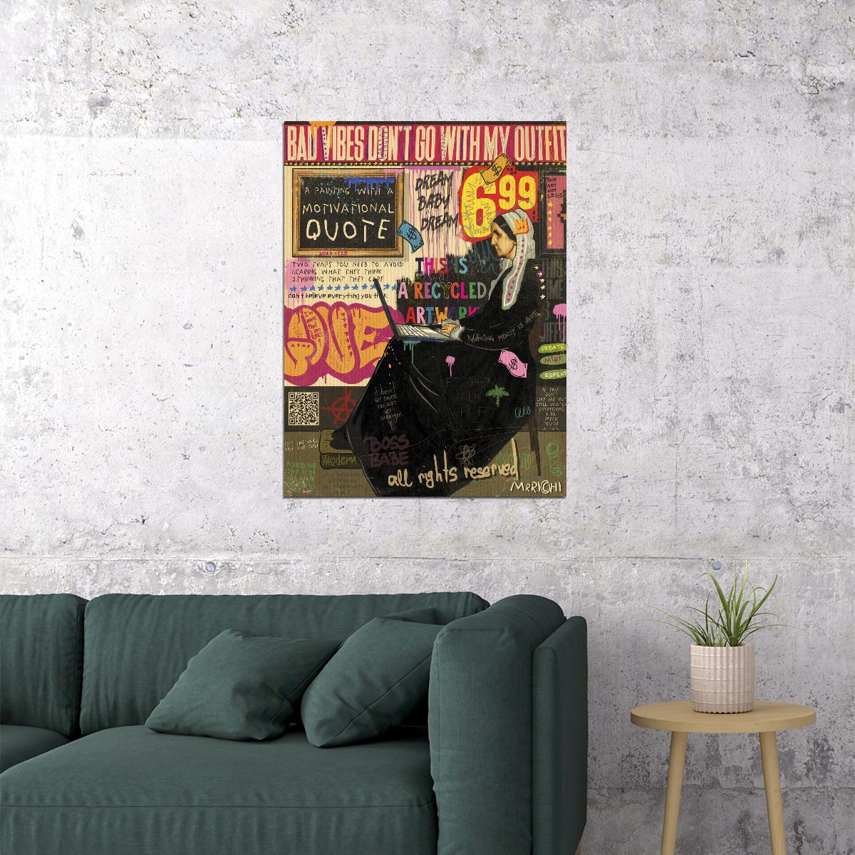 Whistler's Mother Pop Art Poster Graffiti Street Art Classic Art Modern Twist Print