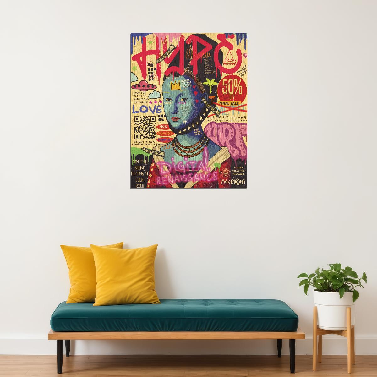 Hope Pop Art Poster Graffiti Street Art Love Symbol Modern Inspirational Print