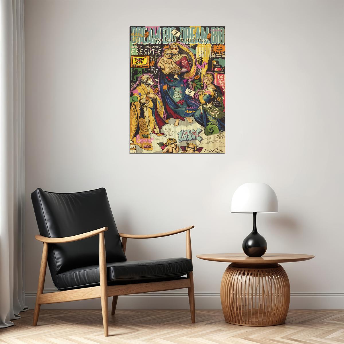 Madonna and Child Pop Art Poster Graffiti Street Art Renaissance Tribute Modern Print