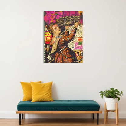 Renaissance Noblewoman Flex Pop Art Poster Graffiti Street Art Money Theme Modern Twist Print