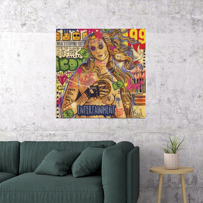 Birth of Venus Pop Art Poster Graffiti Street Art Botticelli Tribute Modern Entertainment Twist Print