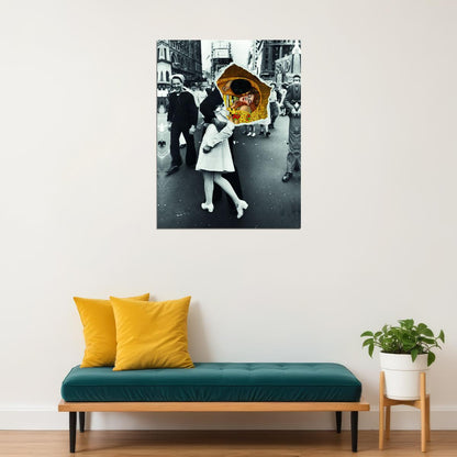 Victory Kiss WWII Pop Art Poster Graffiti Street Art Gustav Klimt Influence Modern Romantic Print