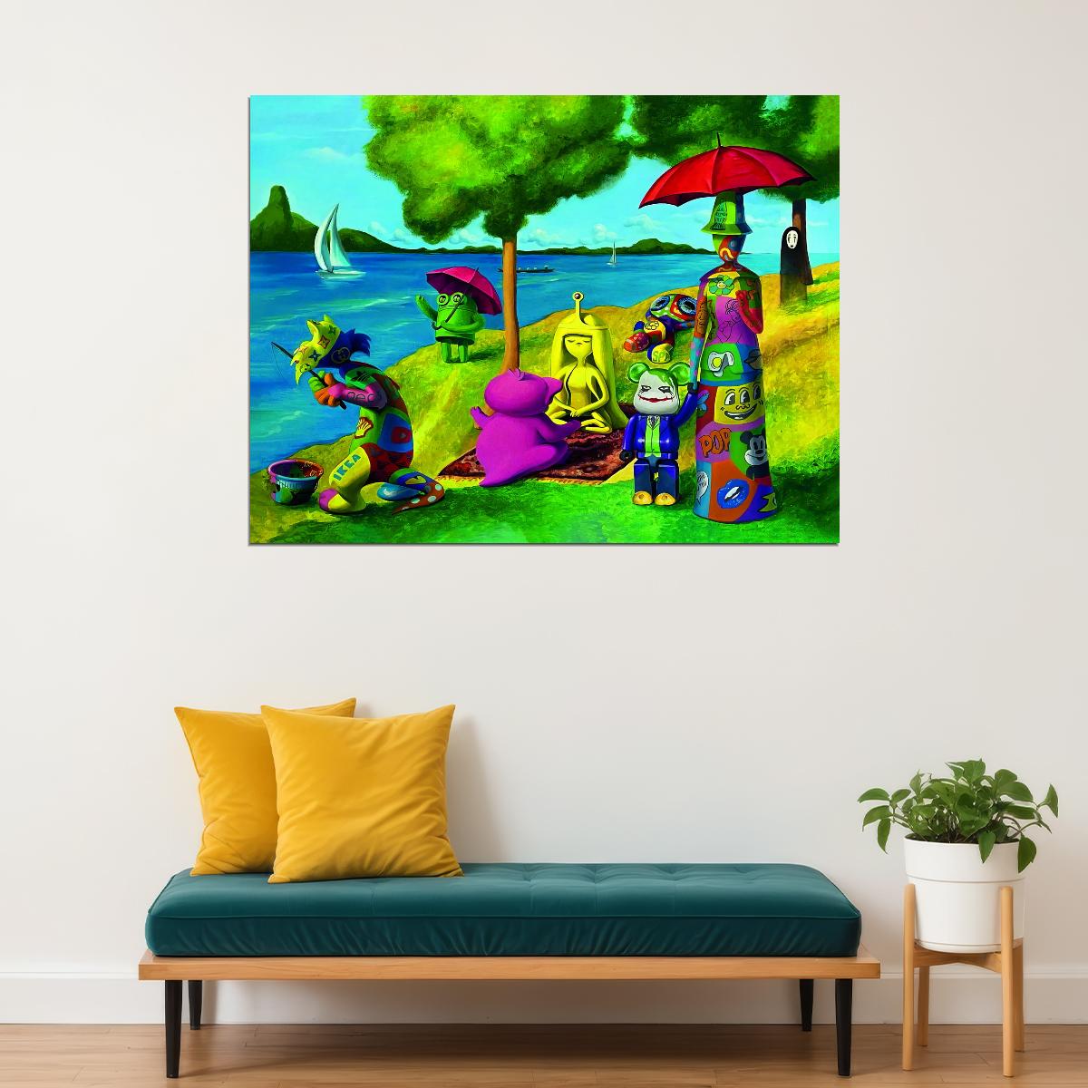 Surreal Picnic Pop Art Poster Graffiti Street Art Colorful Nature Modern Fantasy Print