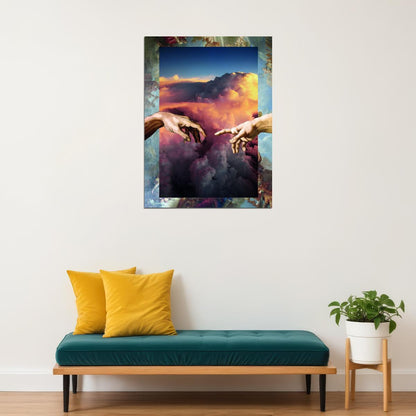 Creation of Adam Pop Art Poster Graffiti Street Art Michelangelo Tribute Modern Abstract Print