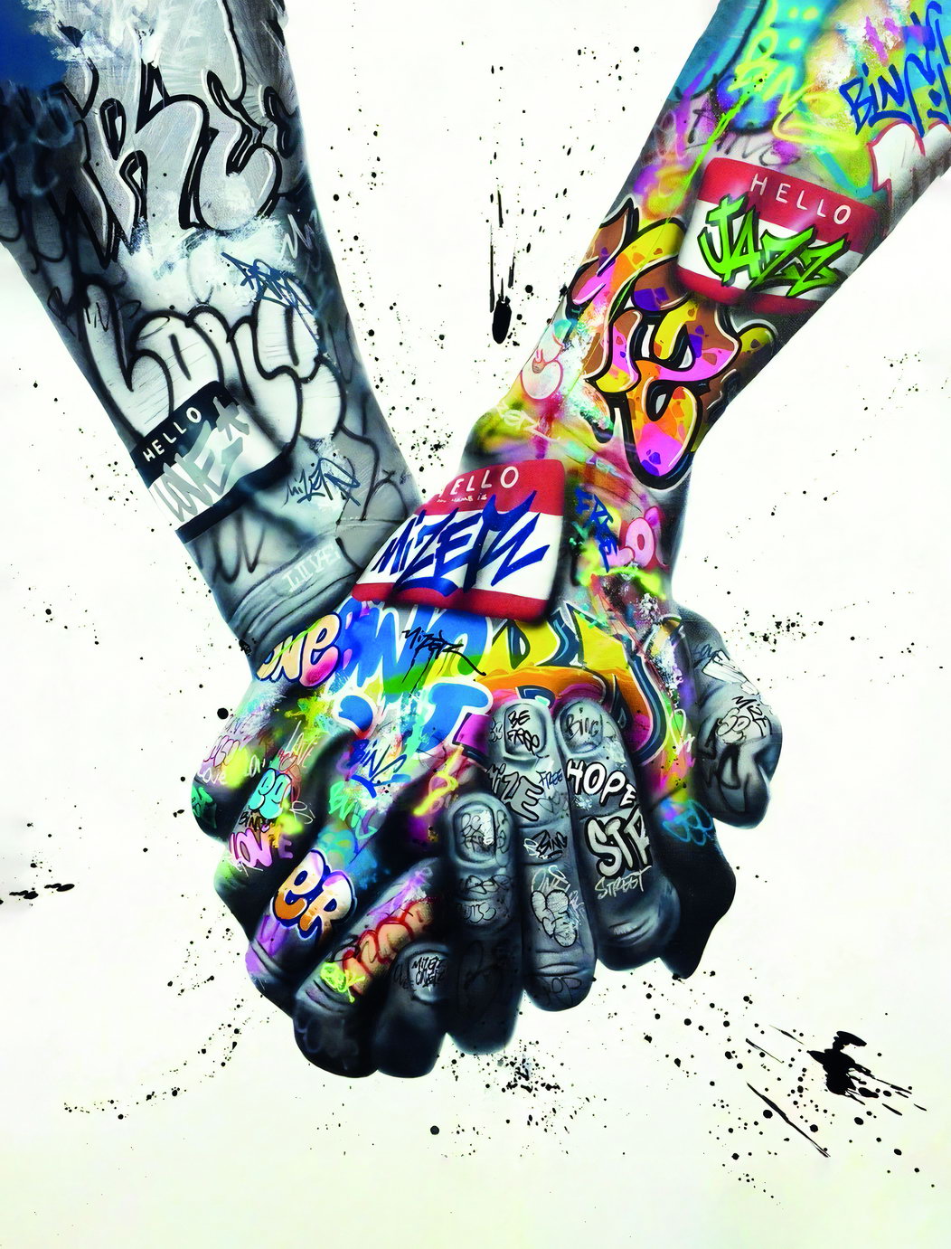 Colorful Handshake Pop Art Poster Graffiti Street Art Unity Friendship Modern Art Print