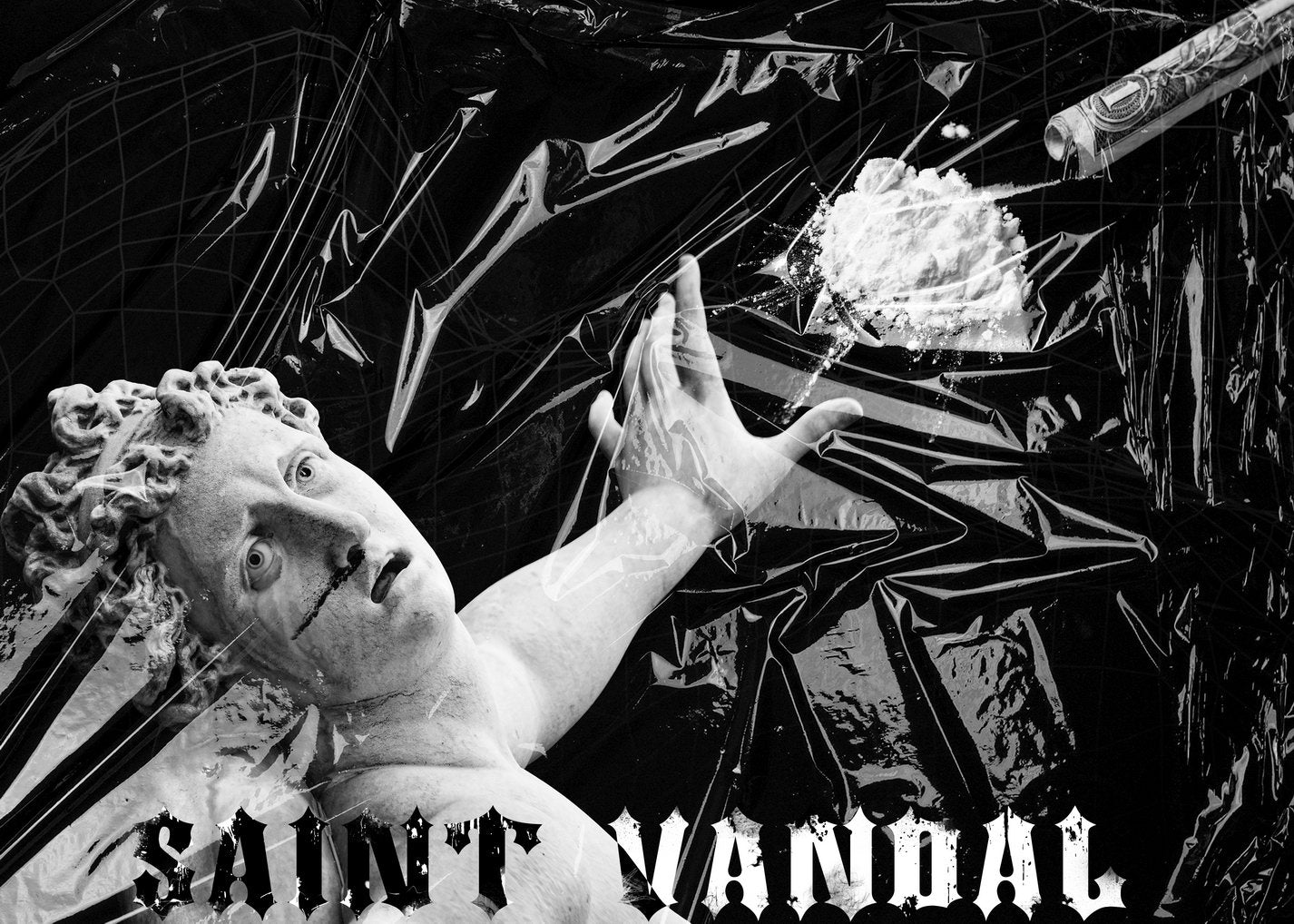 Saint Vandal Pop Art Poster Graffiti Street Art Black and White Sculpture Modern Bold Print