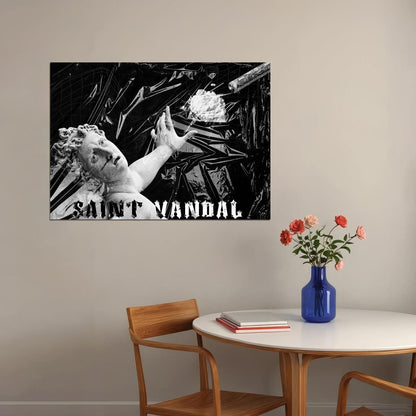 Saint Vandal Pop Art Poster Graffiti Street Art Black and White Sculpture Modern Bold Print