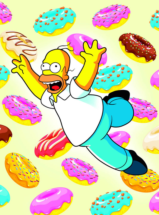 Homer Simpson Donuts Pop Art Poster Graffiti Street Art Colorful Cartoon Modern Funny Print