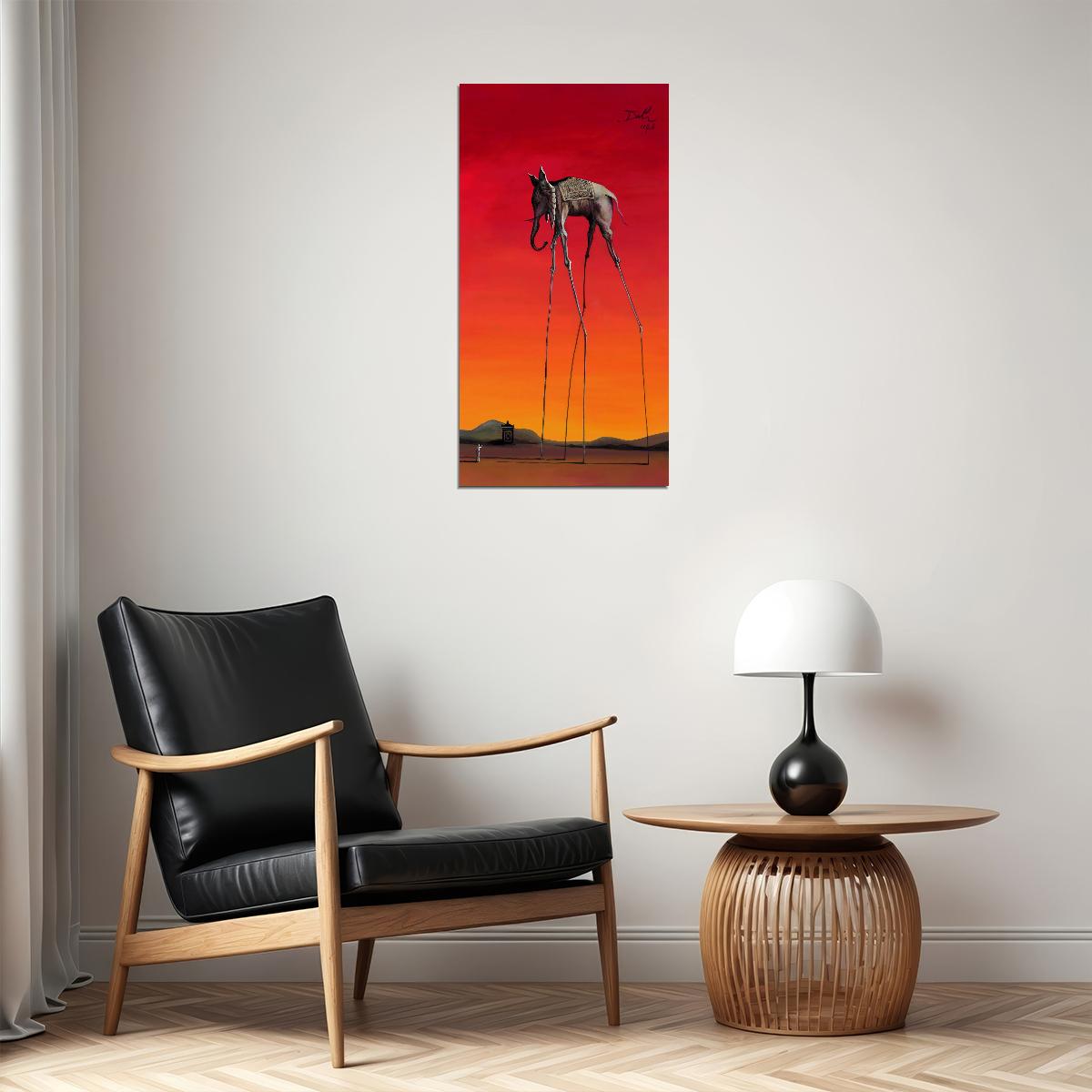 Elephant Salvador Dali Pop Art Poster Surrealist Long-Legged Animal Modern Tribute Print