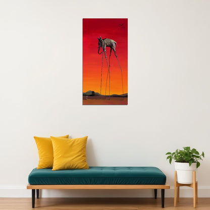 Elephant Salvador Dali Pop Art Poster Surrealist Long-Legged Animal Modern Tribute Print