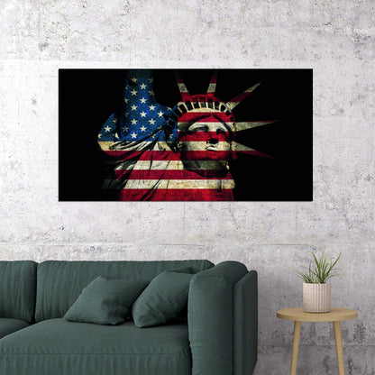 Statue of Liberty Pop Art Poster American Flag Graffiti Street Art Patriotic Modern Tribute Print