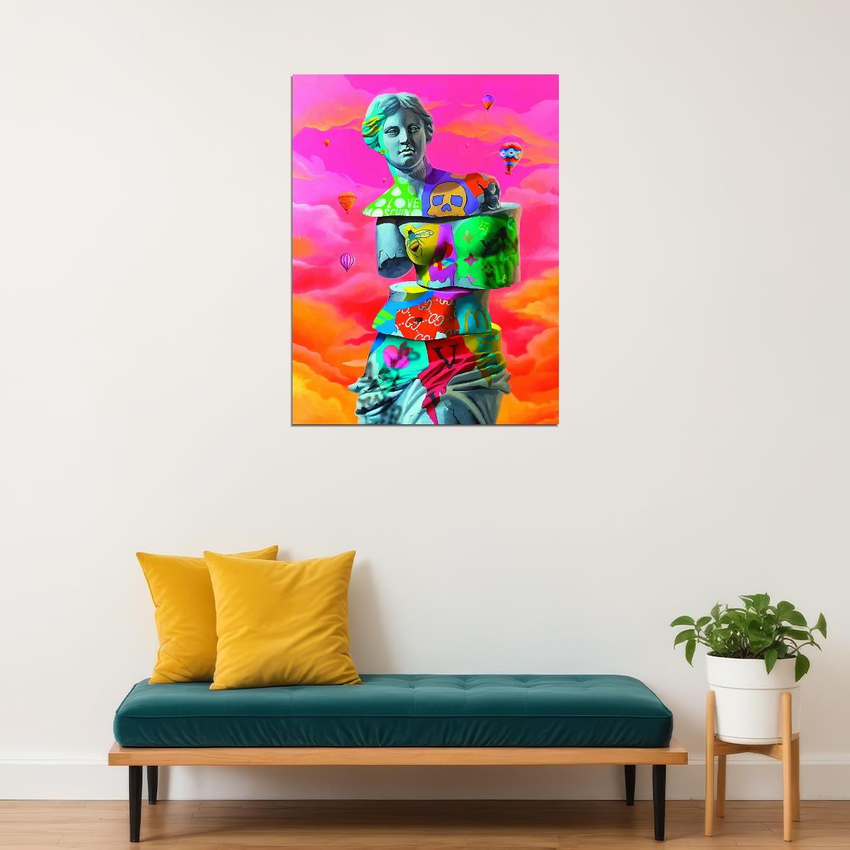 Venus de Milo Pop Art Poster Graffiti Street Art Surreal Colorful Modern Sculpture Print