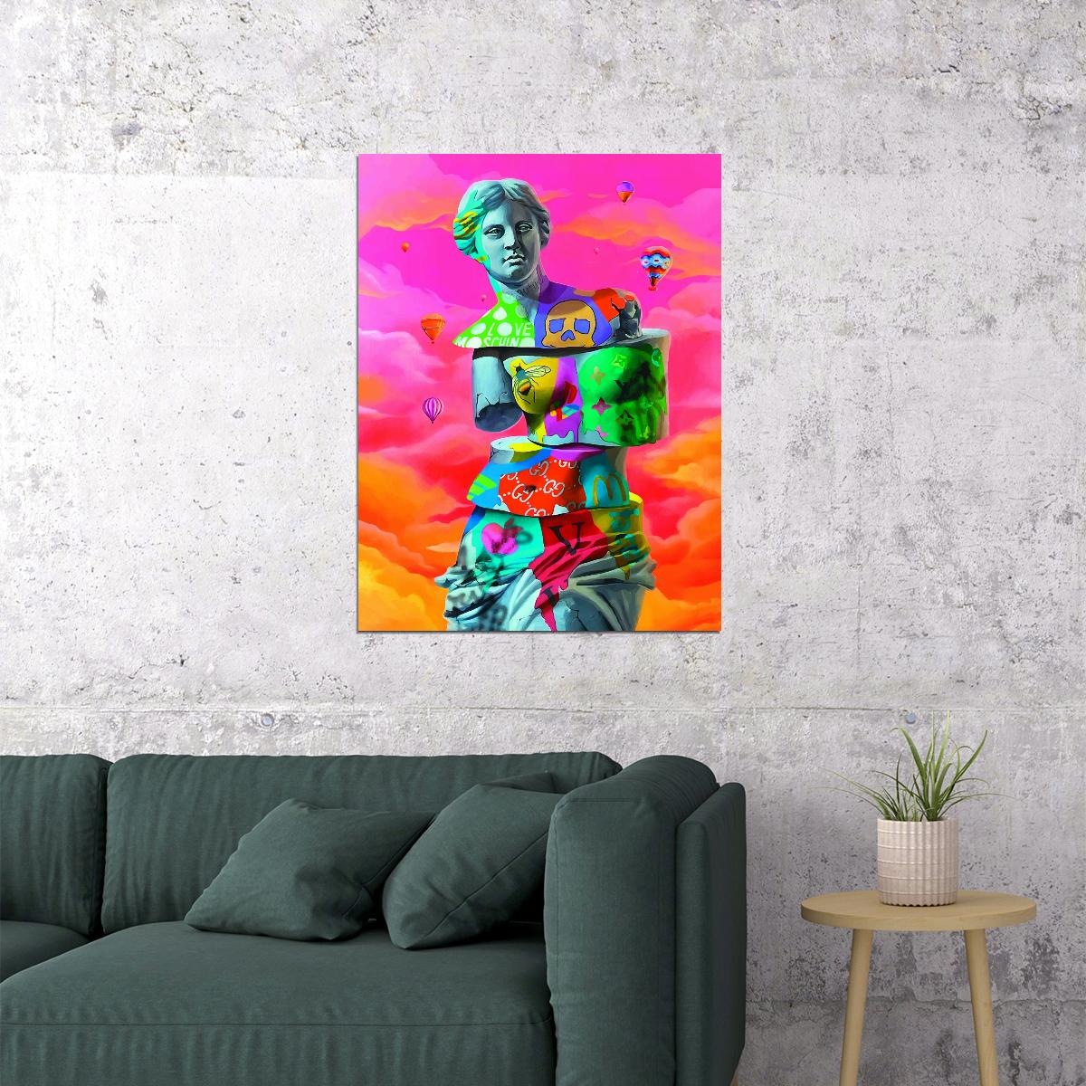 Venus de Milo Pop Art Poster Graffiti Street Art Surreal Colorful Modern Sculpture Print