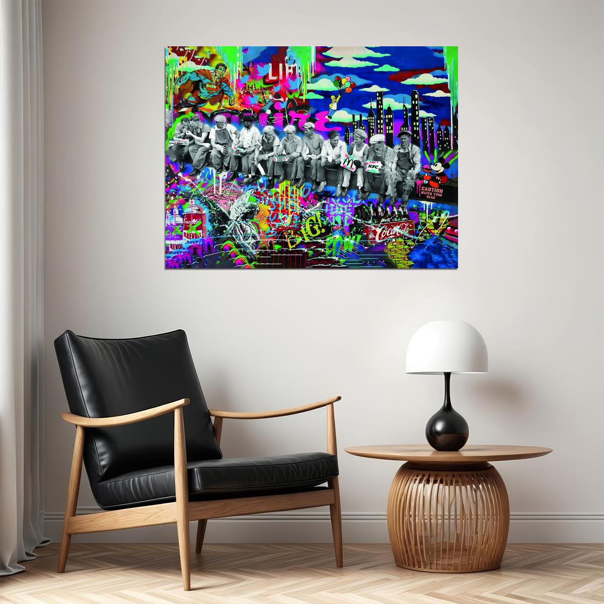 Retro Glitch Pop Art Poster Graffiti Street Art Digital Grunge Modern Abstract Print