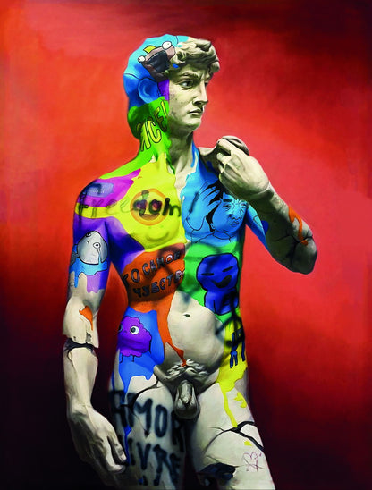 David Sculpture Pop Art Poster Graffiti Street Art Colorful Michelangelo Modern Tribute Print