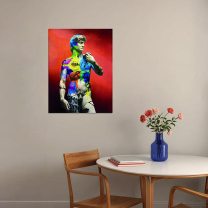 David Sculpture Pop Art Poster Graffiti Street Art Colorful Michelangelo Modern Tribute Print