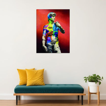 David Sculpture Pop Art Poster Graffiti Street Art Colorful Michelangelo Modern Tribute Print