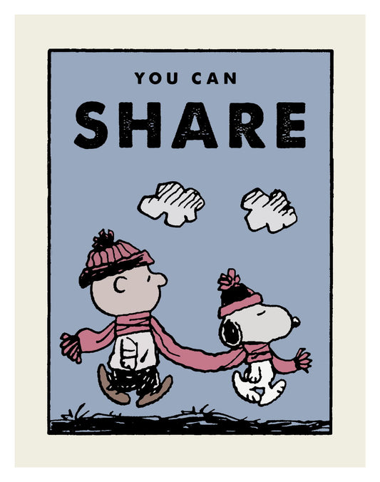 You Can Share Charlie Brown and Snoopy Kids Poster Friendship Peanuts Wall Art for Kids