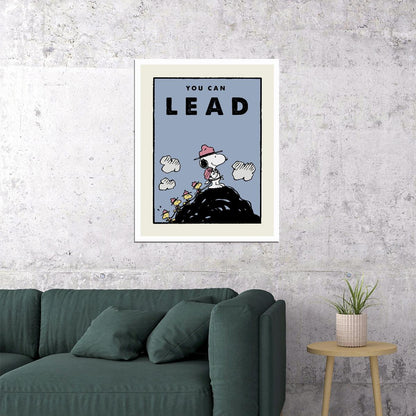 You Can Lead Snoopy Leads the Way Kids Poster Motivational Leadership Peanuts Wall Print for Children