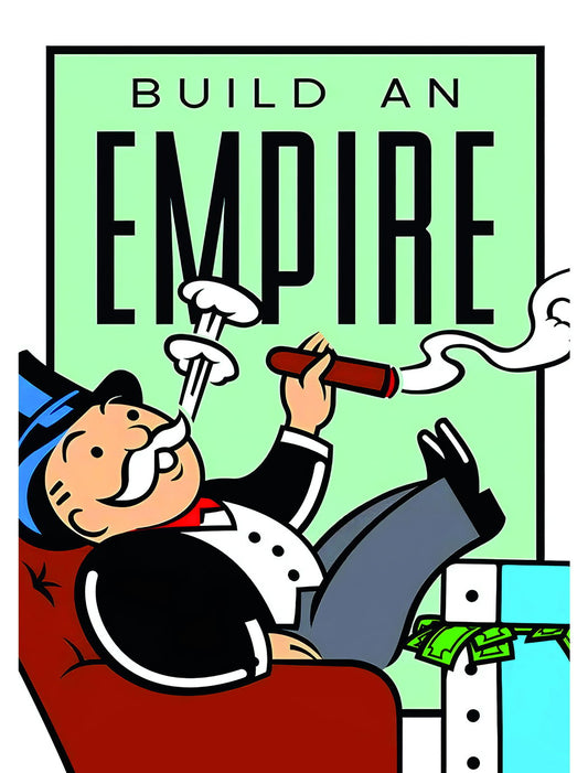 Build an Empire Monopoly Art Poster Success and Ambition Wall Decor with Iconic Imagery Modern Office Wall Art for Visionaries