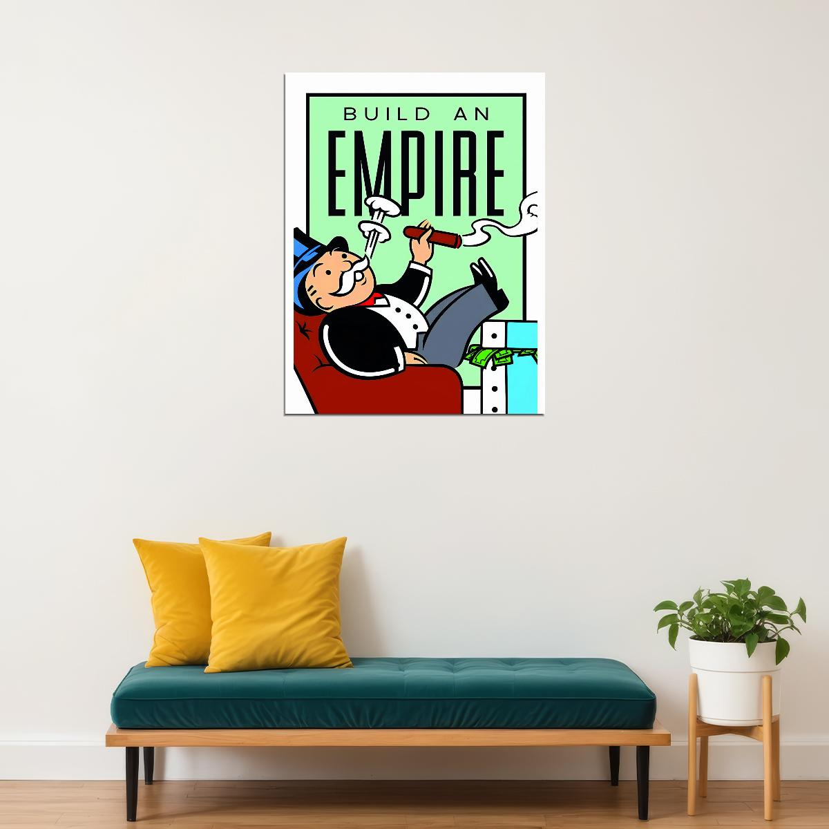 Build an Empire Monopoly Art Poster Success and Ambition Wall Decor with Iconic Imagery Modern Office Wall Art for Visionaries