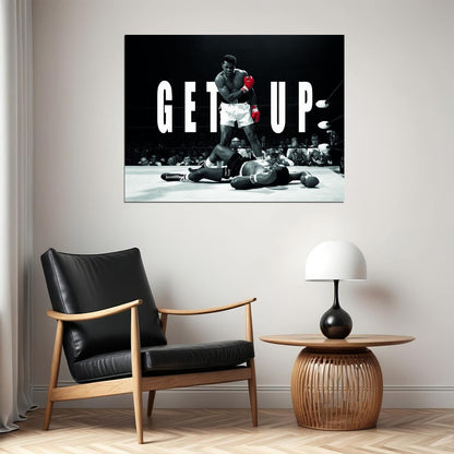 Get Up Boxing Art Poster Muhammad Ali Motivational Wall Decor Iconic Sports Wall Art for Inspiration and Perseverance Office Print