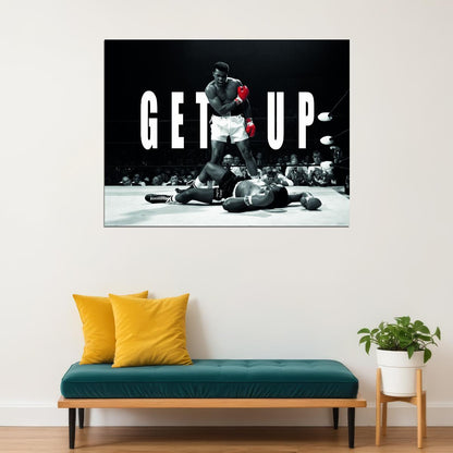 Get Up Boxing Art Poster Muhammad Ali Motivational Wall Decor Iconic Sports Wall Art for Inspiration and Perseverance Office Print