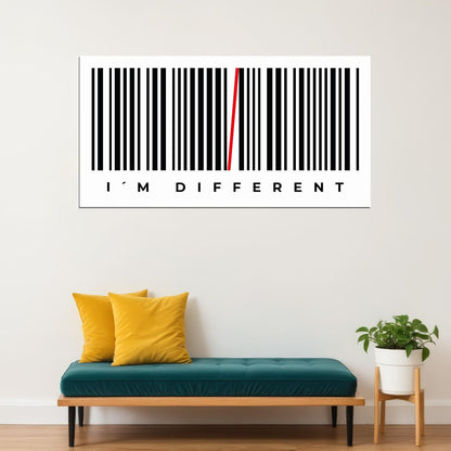 I’m Different Barcode Art Poster Unique and Creative Wall Decor for Modern Spaces Inspirational Artistic Office Wall Art Print