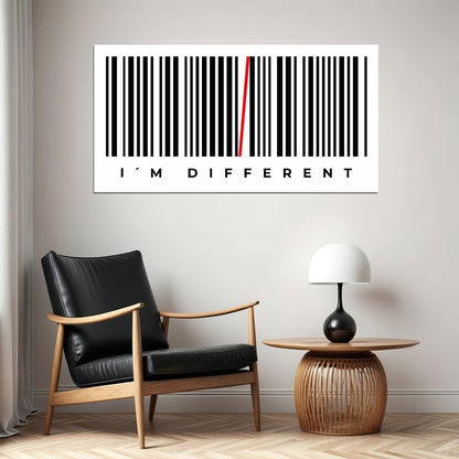 I’m Different Barcode Art Poster Unique and Creative Wall Decor for Modern Spaces Inspirational Artistic Office Wall Art Print