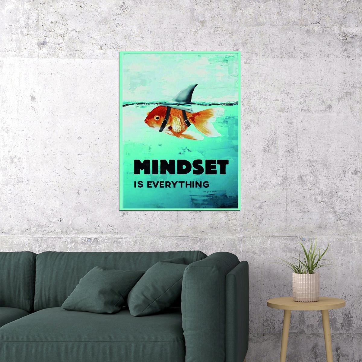 Mindset Is Everything Art Poster Motivational Wall Decor with Inspirational Message and Creative Design Office Wall Art Print