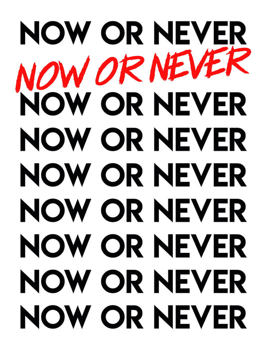 Now or Never Text Art Poster Motivational Wall Decor Featuring Bold Design for Determined and Ambitious Thinkers Office Wall Art Print