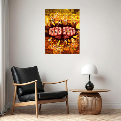 Self Made Fist Gold Art Poster Motivational Wall Decor Featuring Bold and Inspirational Design Modern Office Wall Art Print