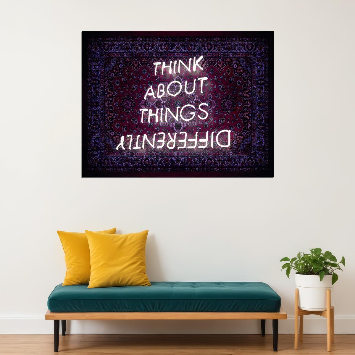 Think About Things Differently Art Poster Creative Wall Decor Featuring Unique and Thoughtful Design Modern Office Wall Art Print