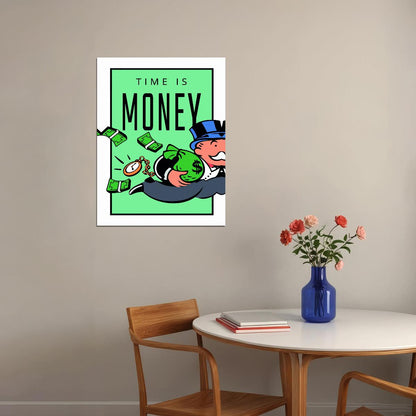 Time Is Money Cartoon Art Poster Creative and Fun Wall Decor Featuring Motivational Design Perfect for Office Wall Art Print