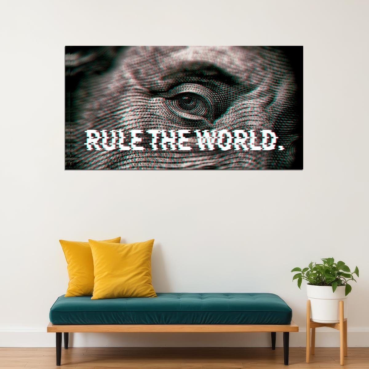 Rule the World Eye Art Poster Modern Wall Decor Featuring Motivational and Powerful Design Perfect for Office or Study Wall Art Print