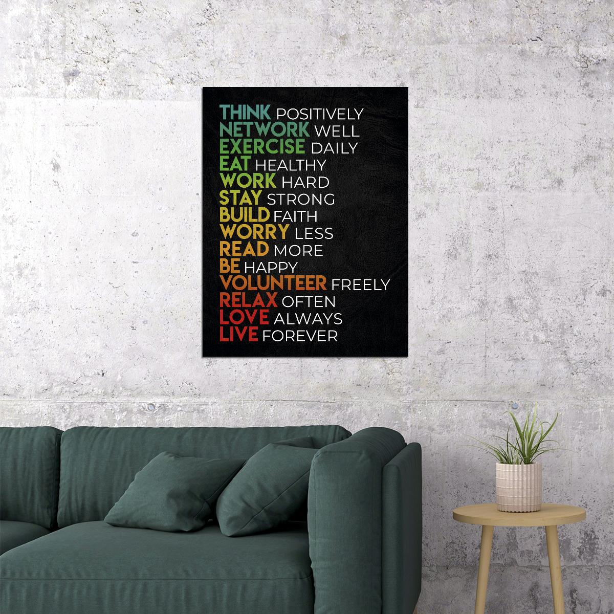 Think Positively Inspirational Art Poster Motivational Wall Decor Positive Affirmations Office Wall Art Print