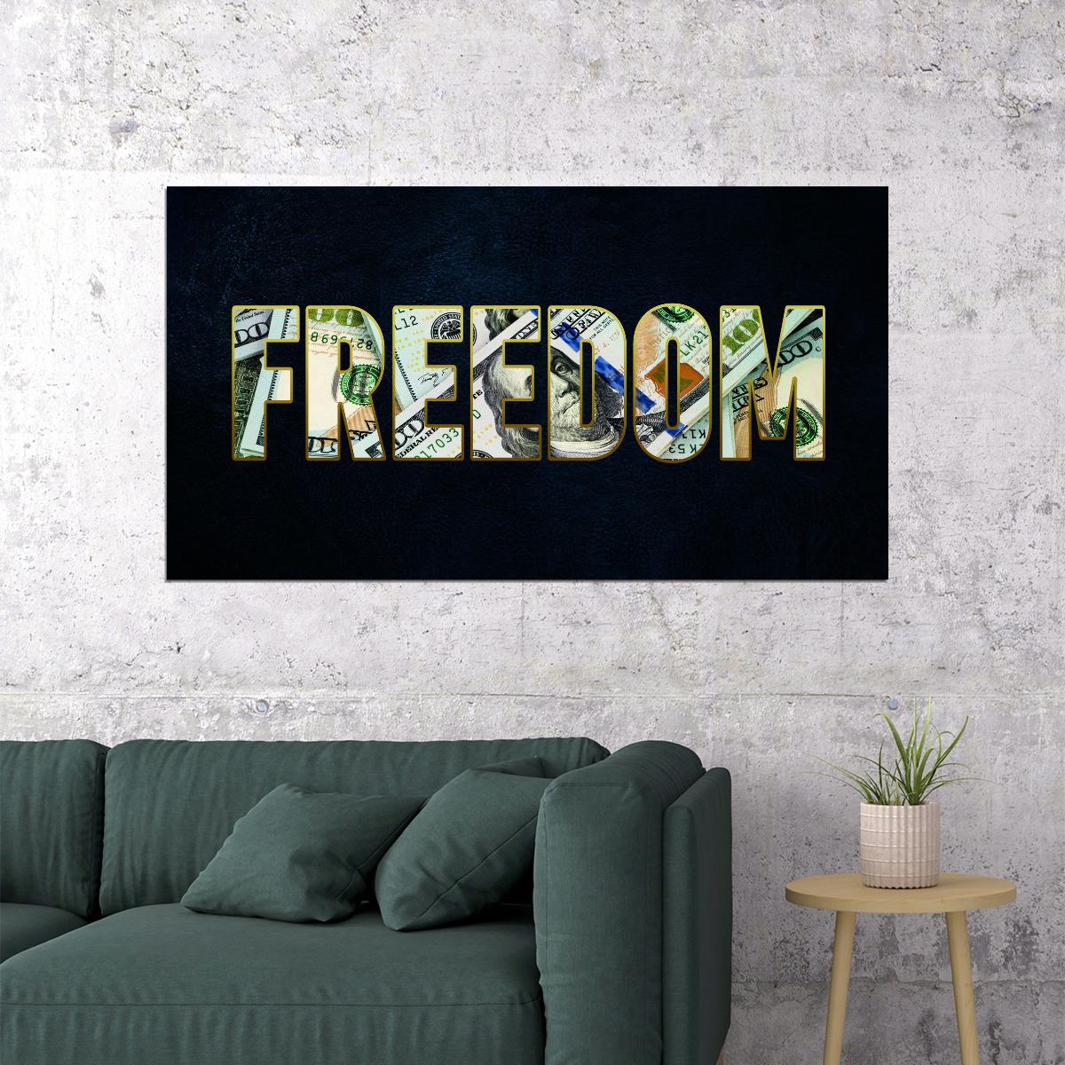 Freedom Typography Art Poster Patriotic Wall Decor Bold Motivational Office Wall Art Print