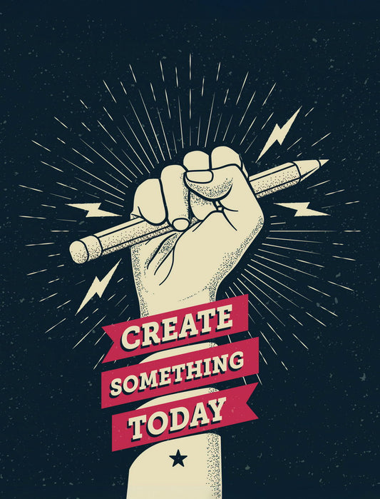 Create Something Today Fist Art Poster Inspirational Wall Decor Bold Office Wall Art Print