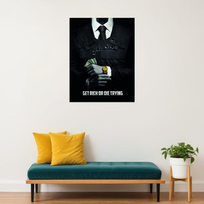 Get Rich or Die Trying Money Art Poster Ambitious Motivational Wall Decor Luxury Office Wall Art Print