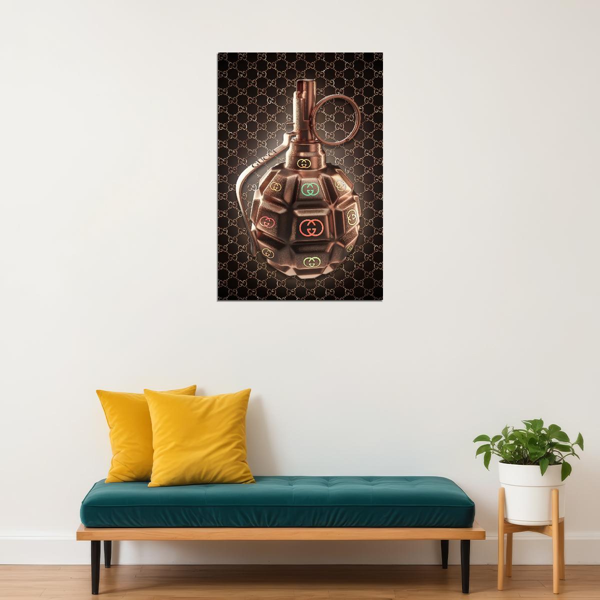 Luxury Grenade Gucci Art Poster Bold Creative Wall Decor Fashion Designer Modern Urban Style Office Wall Art Print