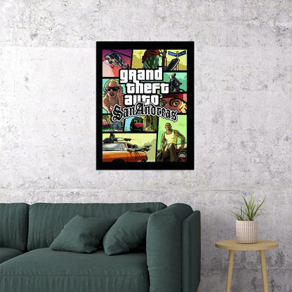 Grand Theft Auto San Andreas Video Game Poster Rockstar Action Adventure Wall Decor Open World Gaming Wall Print